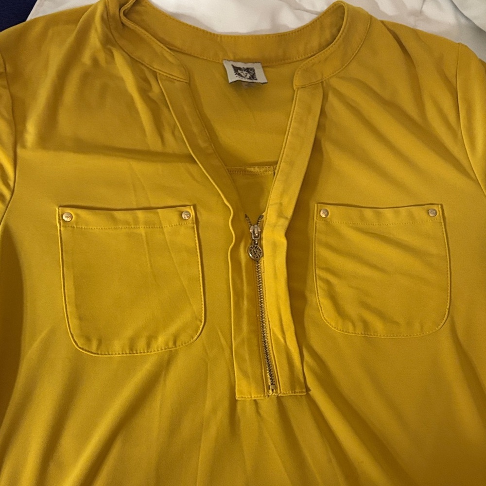 Anne Klein Yellow Top with Pockets